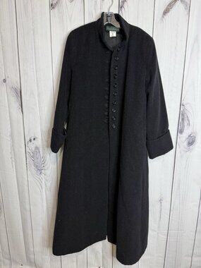 Harve Bernard Womens Coat Alpaca Wool Blend Black Sz 12 Multi Button Vintage